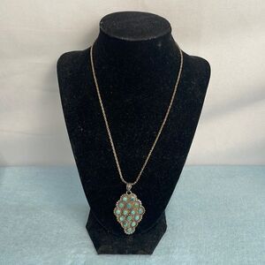 Vintage Large Sterling and Turquoise Pendant Necklace